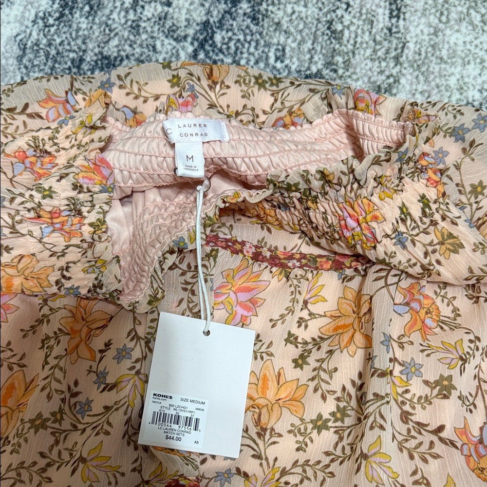 LC Lauren Conrad Peach Floral Tiered Skirt with Pink & Yellow Blooms - Picture 3 of 5